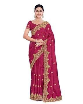 embroidered silk saree