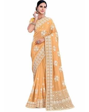 embroidered silk saree