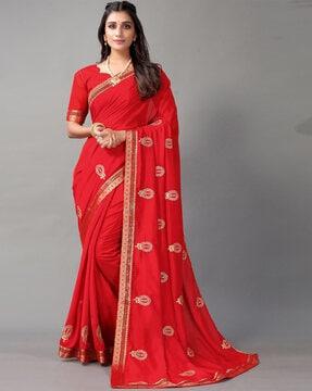 embroidered silk saree