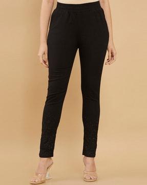 embroidered skinny fit pants