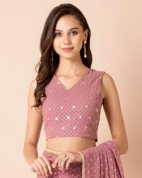 embroidered sleeveless crop top