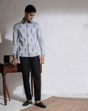 embroidered slim fit alien shirt