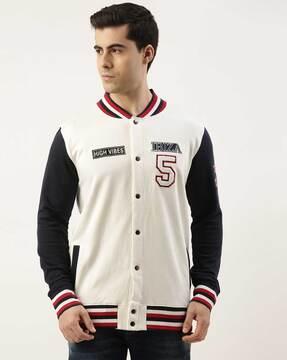 embroidered slim fit jacket