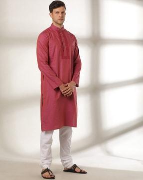 embroidered slim fit kurta