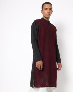 embroidered slim fit straight kurta