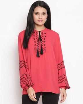 embroidered slim fit top