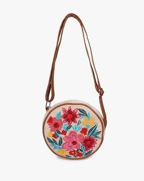 embroidered sling bag