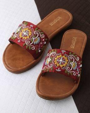 embroidered slip-on flip-flops