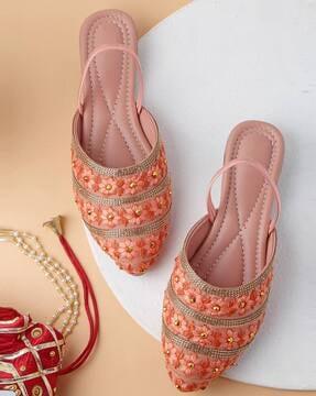 embroidered slip-on mules with slingback