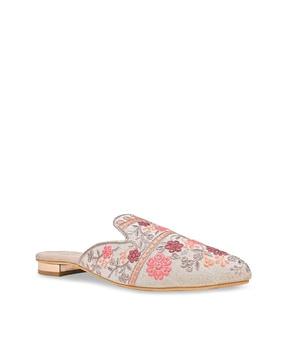 embroidered slip-on mules