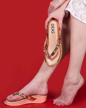 embroidered slip-on sandals