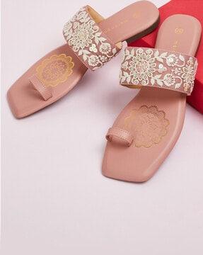 embroidered slip-on sandals