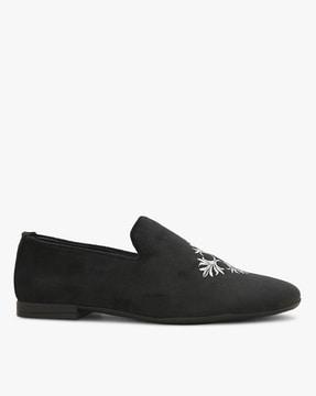 embroidered slip-on shoes