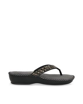 embroidered slip-on thong-strap sandals