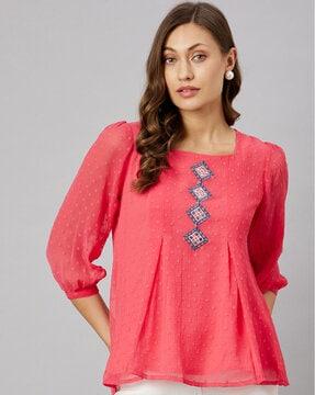 embroidered square-neck top