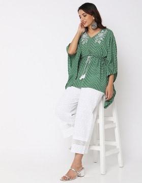 embroidered straight fit palazzo