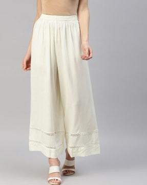embroidered straight fit palazzos