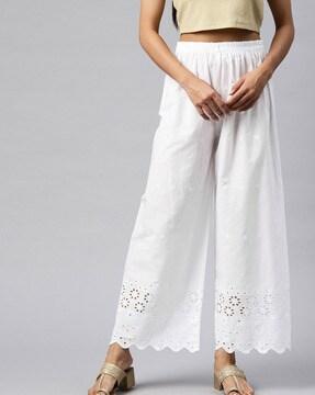 embroidered straight fit palazzos