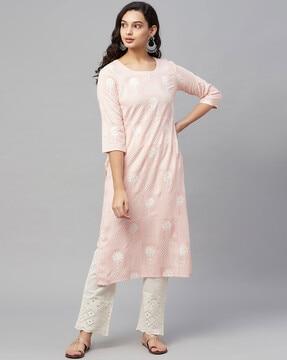 embroidered straight kurta & pants set