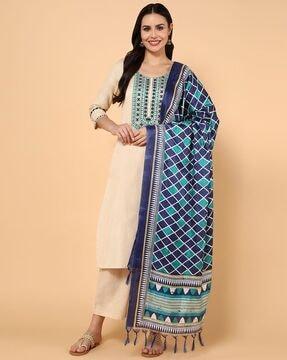 embroidered straight kurta & pants set