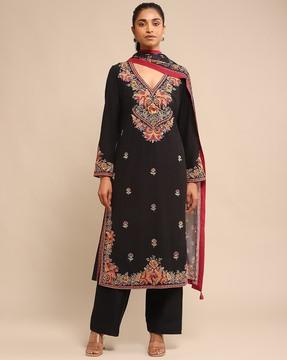 embroidered straight kurta kurta suit set