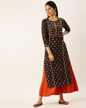 embroidered straight kurta set