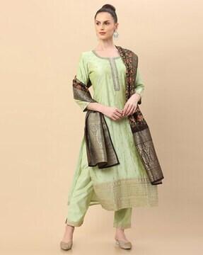 embroidered straight kurta set