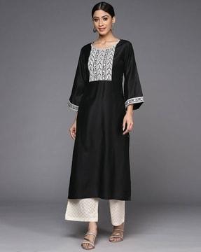 embroidered straight kurta set