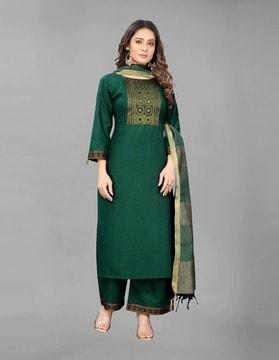 embroidered straight kurta set