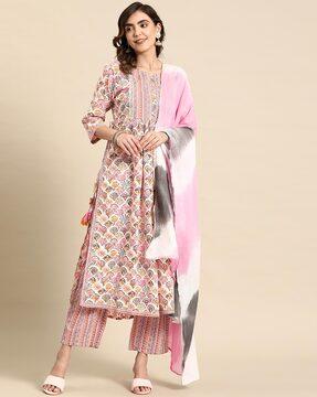 embroidered straight kurta set