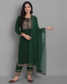 embroidered straight kurta set