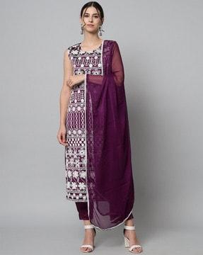 embroidered straight kurta set