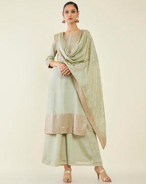 embroidered straight kurta set