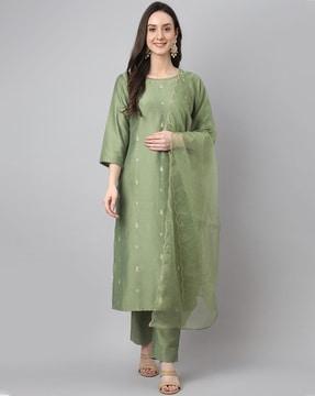 embroidered straight kurta set