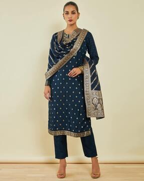 embroidered straight kurta set