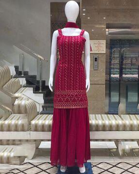 embroidered straight kurta set