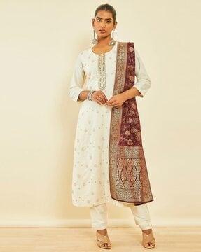 embroidered straight kurta set