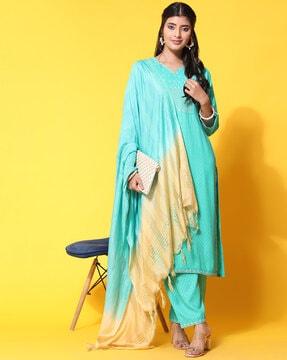 embroidered straight kurta set