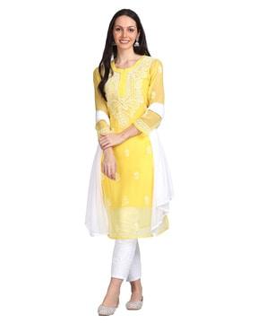 embroidered straight kurta set