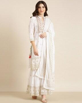 embroidered straight kurta set