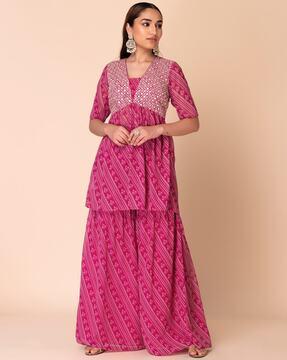 embroidered straight kurta set