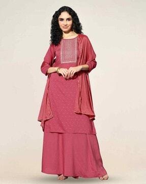 embroidered straight kurta set