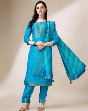 embroidered straight kurta set