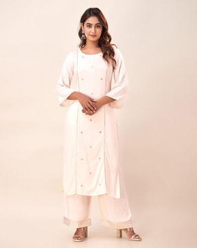 embroidered straight kurta set