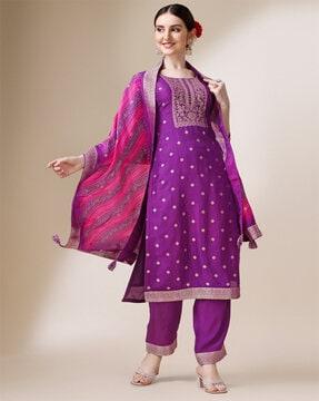 embroidered straight kurta set