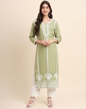 embroidered straight kurta set