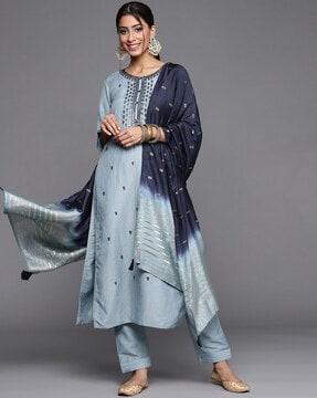 embroidered straight kurta set