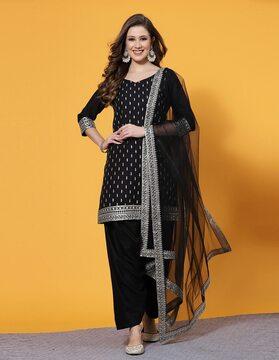 embroidered straight kurta set