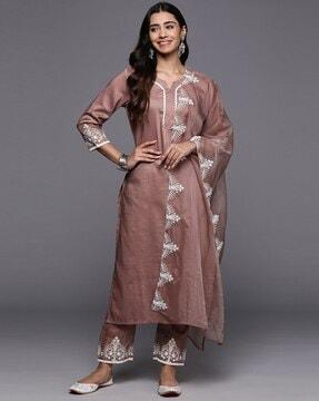 embroidered straight kurta set