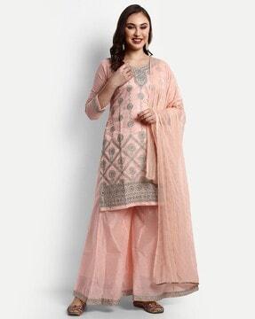 embroidered straight kurta set